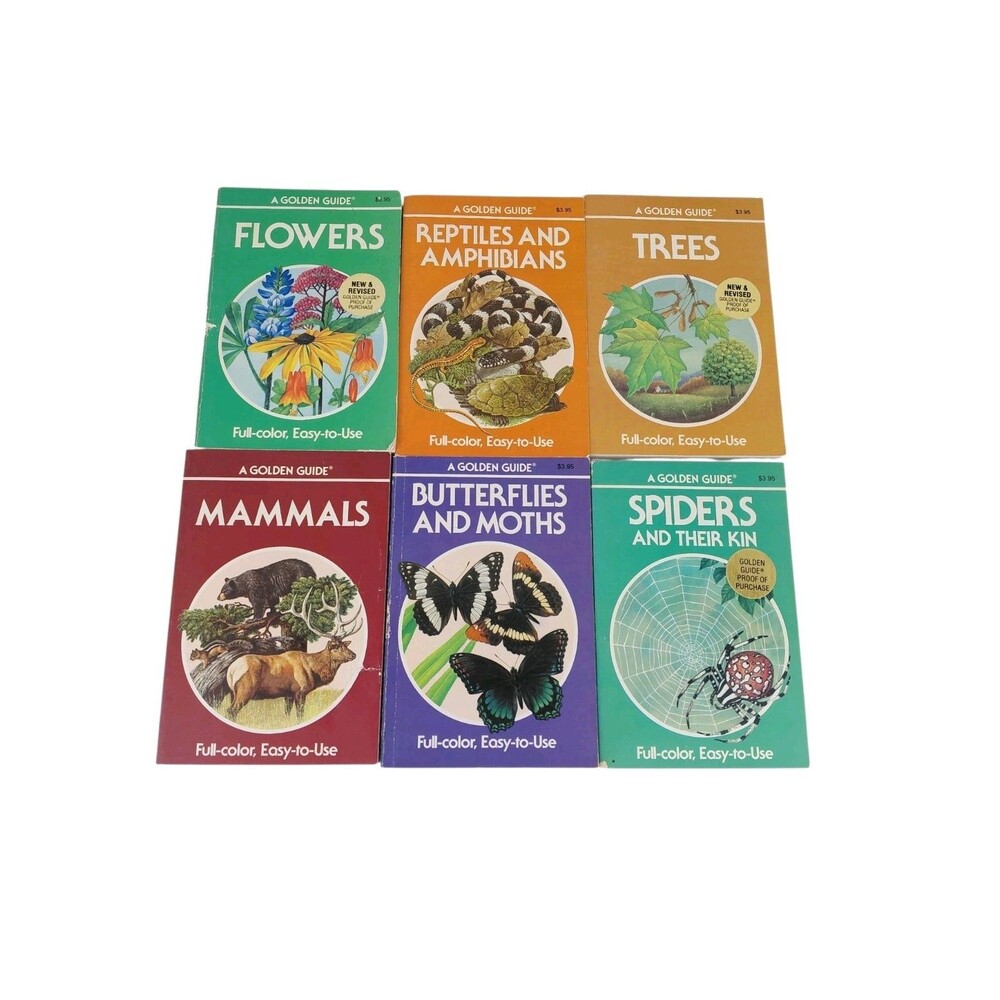 Golden Guide Books  Flowers Reptiles Trees Spiders Mammal Butterfly Lot Of 6 Vtg